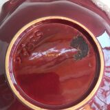 Ancien centre de table en céramique rouge,  rose et doré vintage