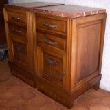 Pair of old bedside an cherry tree