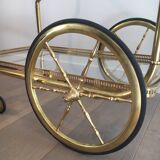 Neo-classical table in gilded metal and glass