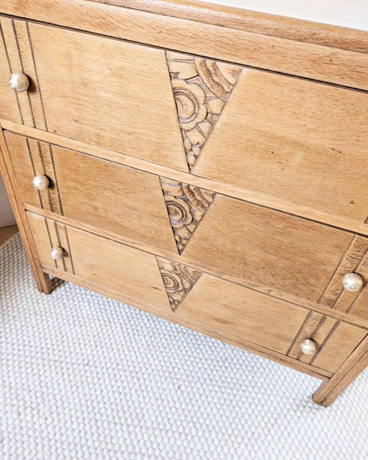 Renovated Art Deco oak chest of drawers