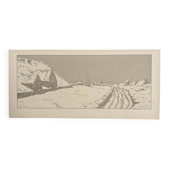 Lithograph by Henri Rivière The Snow