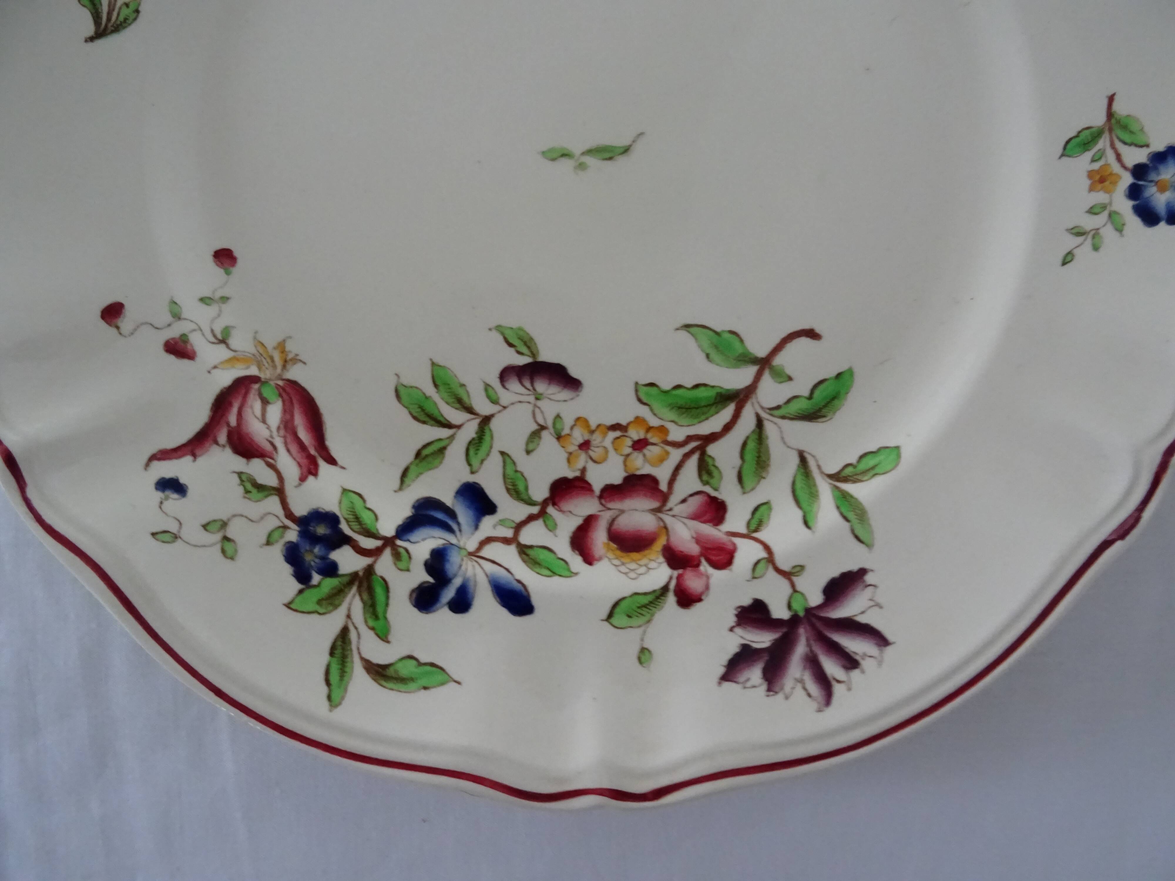Large dish Sarreguemines 513112 faience old flowers STRASBOURG