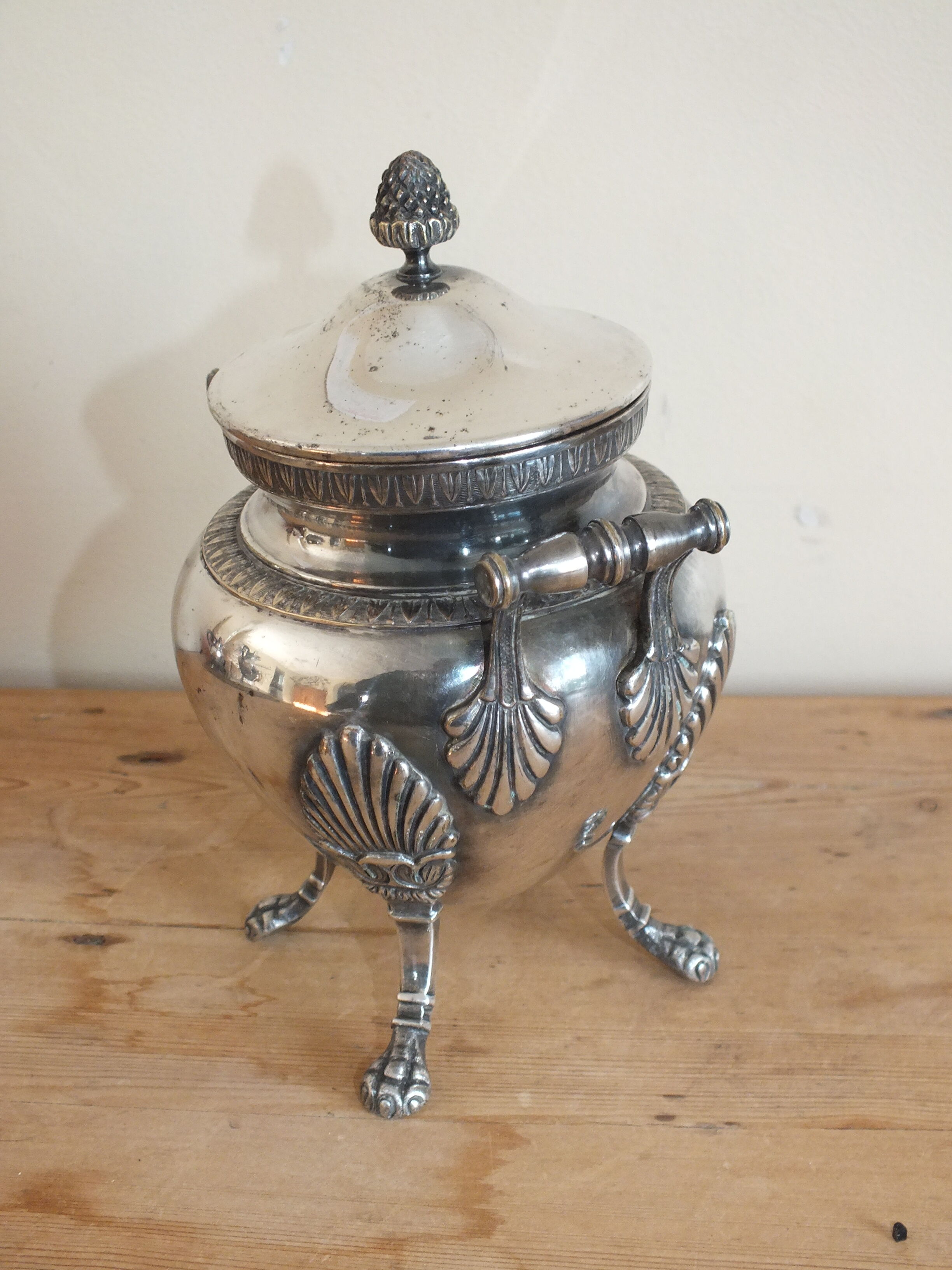 Coffee service 3 pieces old empire style in silver metal