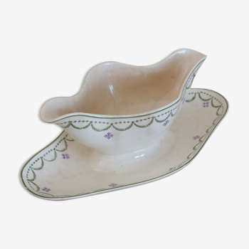 Old sauce boat Longwy Violetta