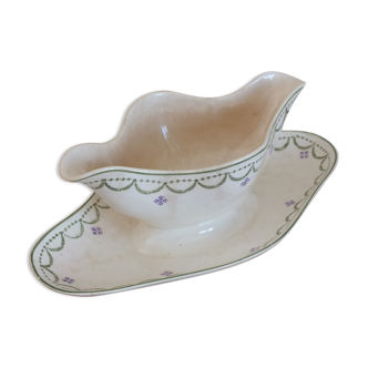 Old sauce boat Longwy Violetta