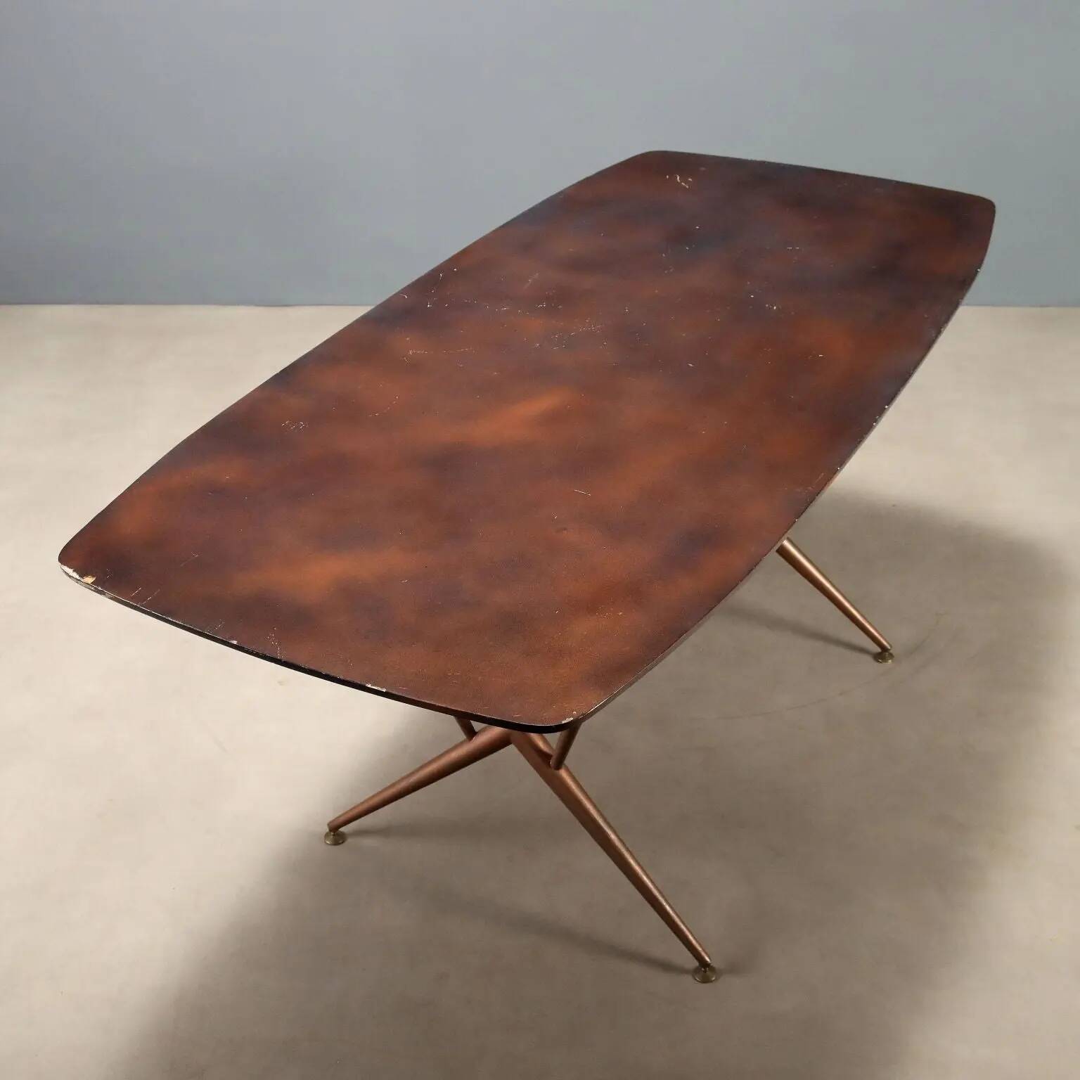Vintage enamelled metal table, Italian design from the 1960s.