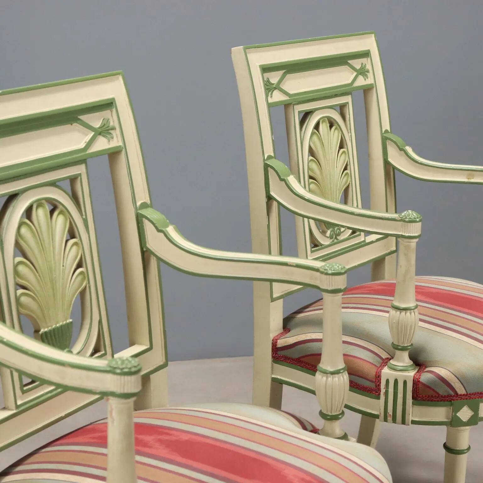 Pair of antique neoclassical armchairs in lacquered wood from the 1900s.