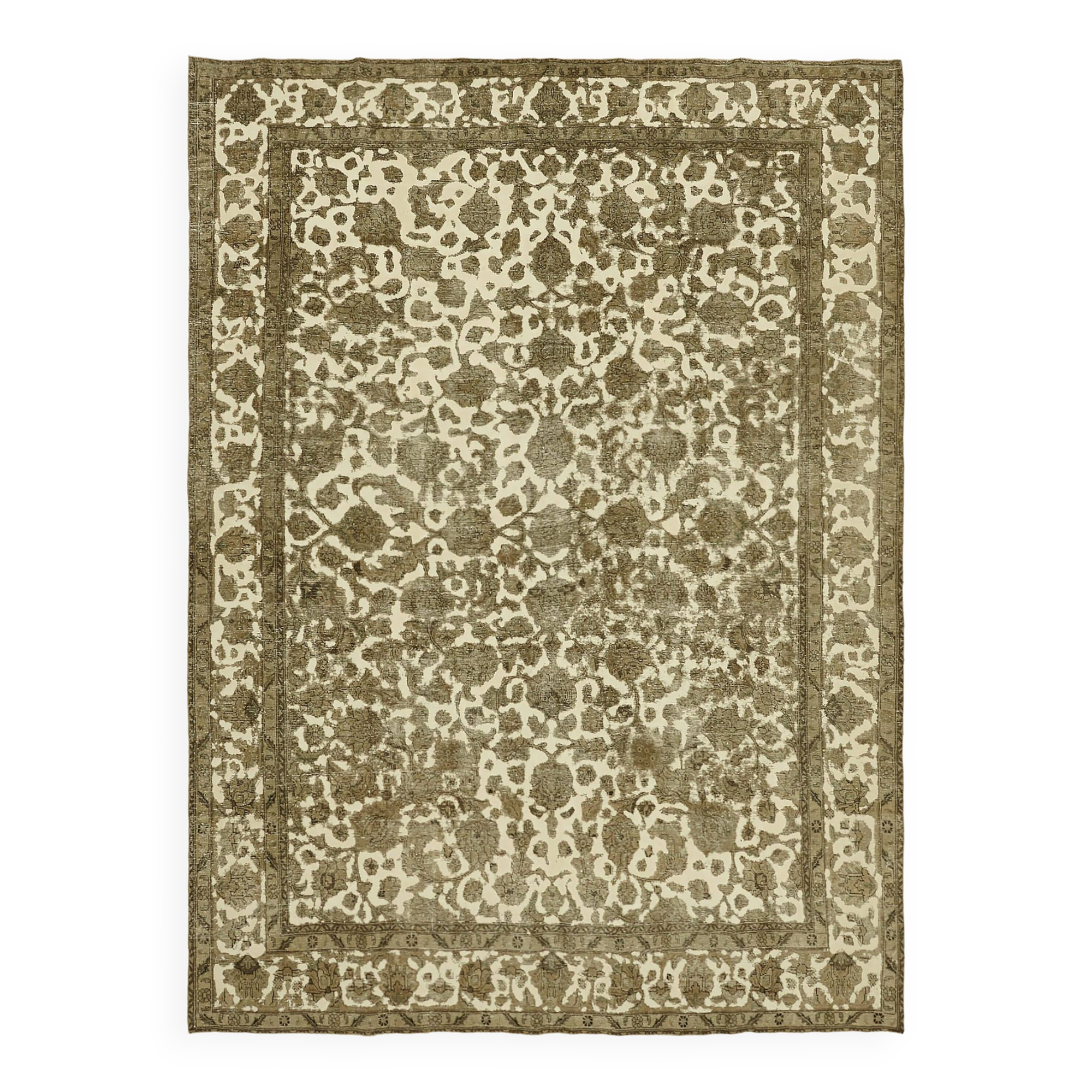 Hand-Knotted Persian Antique 1970s 298 cm x 398 cm Beige Wool Carpet