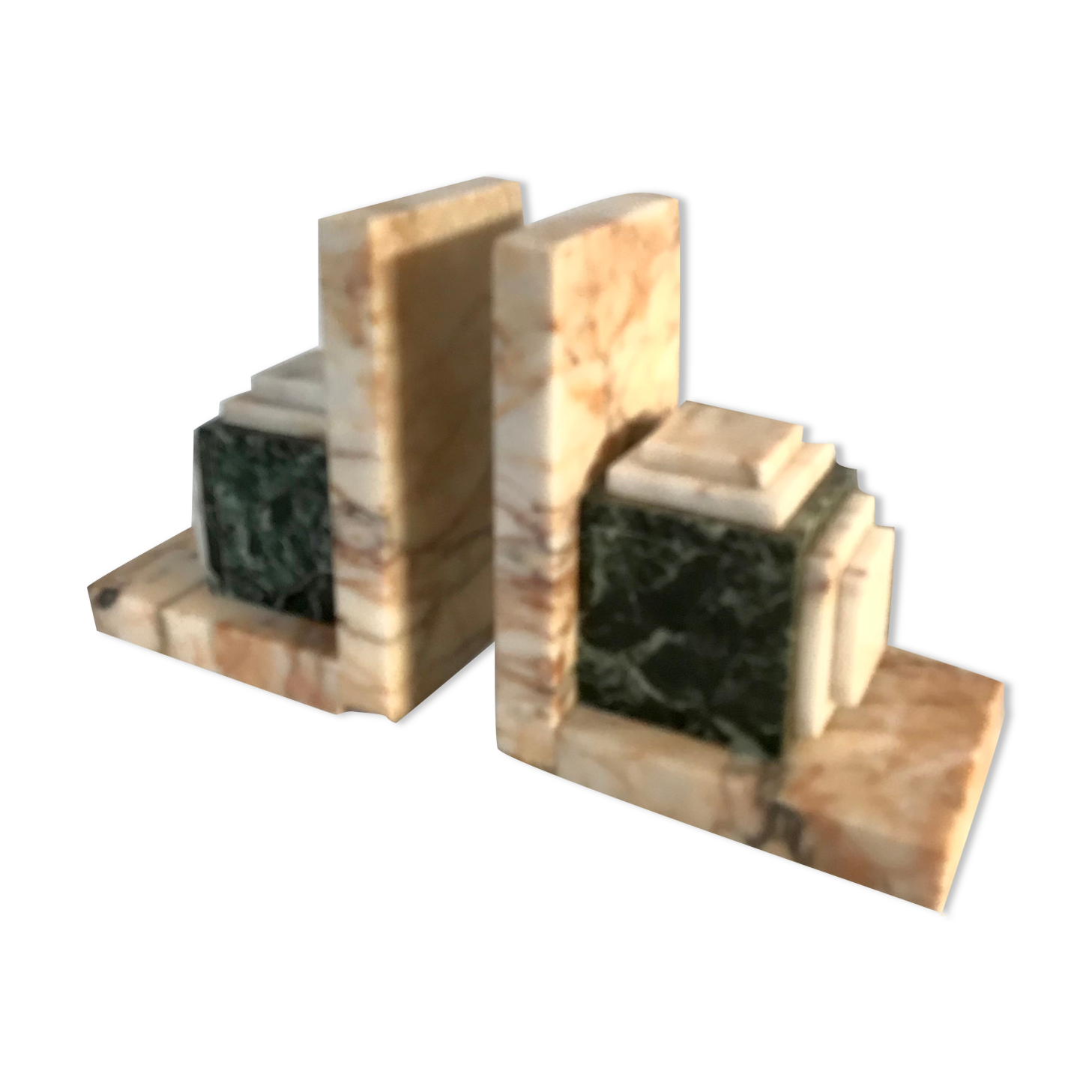 Pair of Art Deco marble book clamts