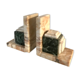 Pair of Art Deco marble book clamts