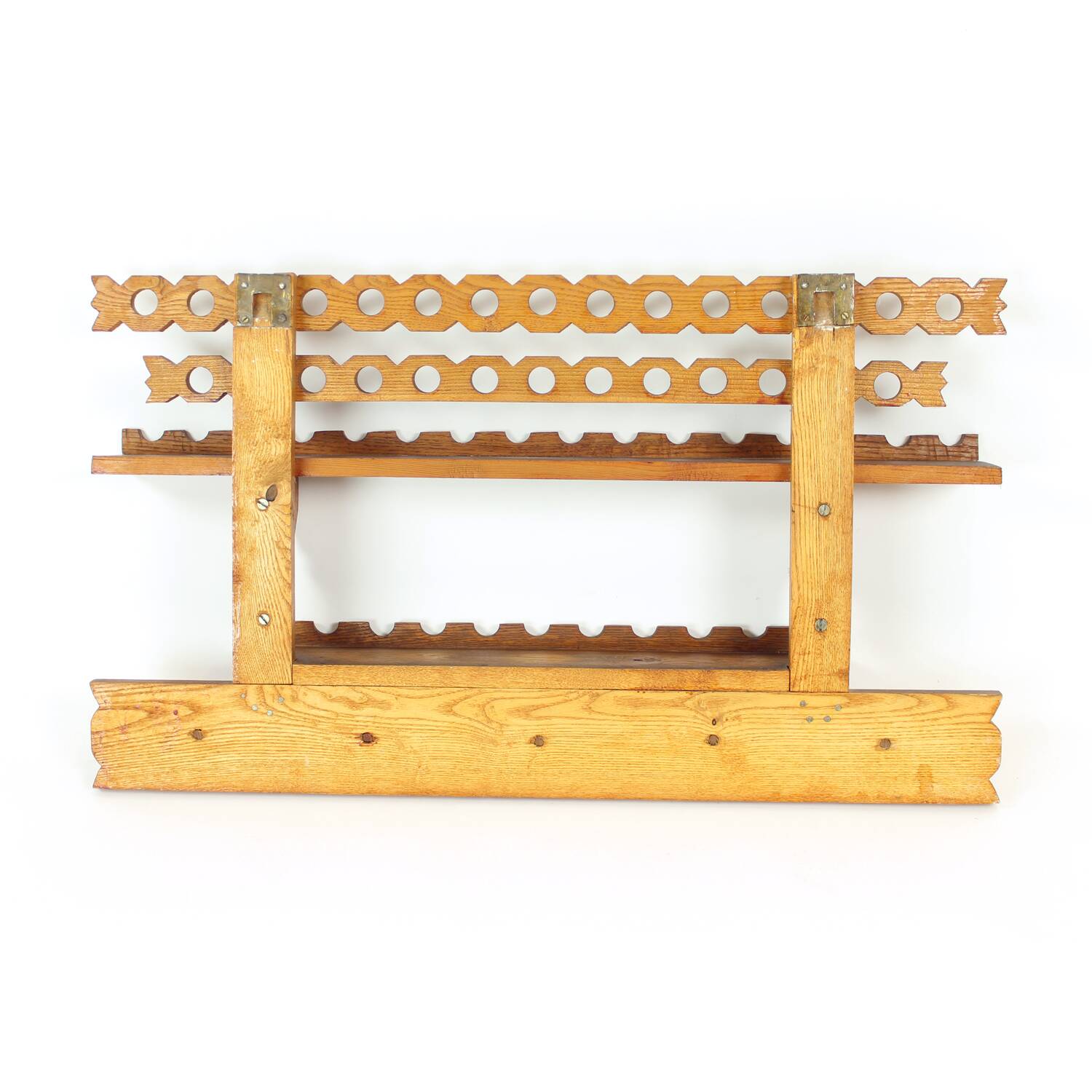 Étagère murale en bois d'art populaire du milieu du siècle, Tchécoslovaquie, années 1950