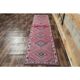 Vintage neutral pink Turkish hand-knotted runner 83x332