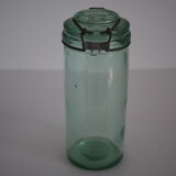 Green "ideale" glass canning jar