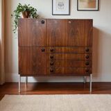 Vintage wooden bar cabinet with chrome frame
