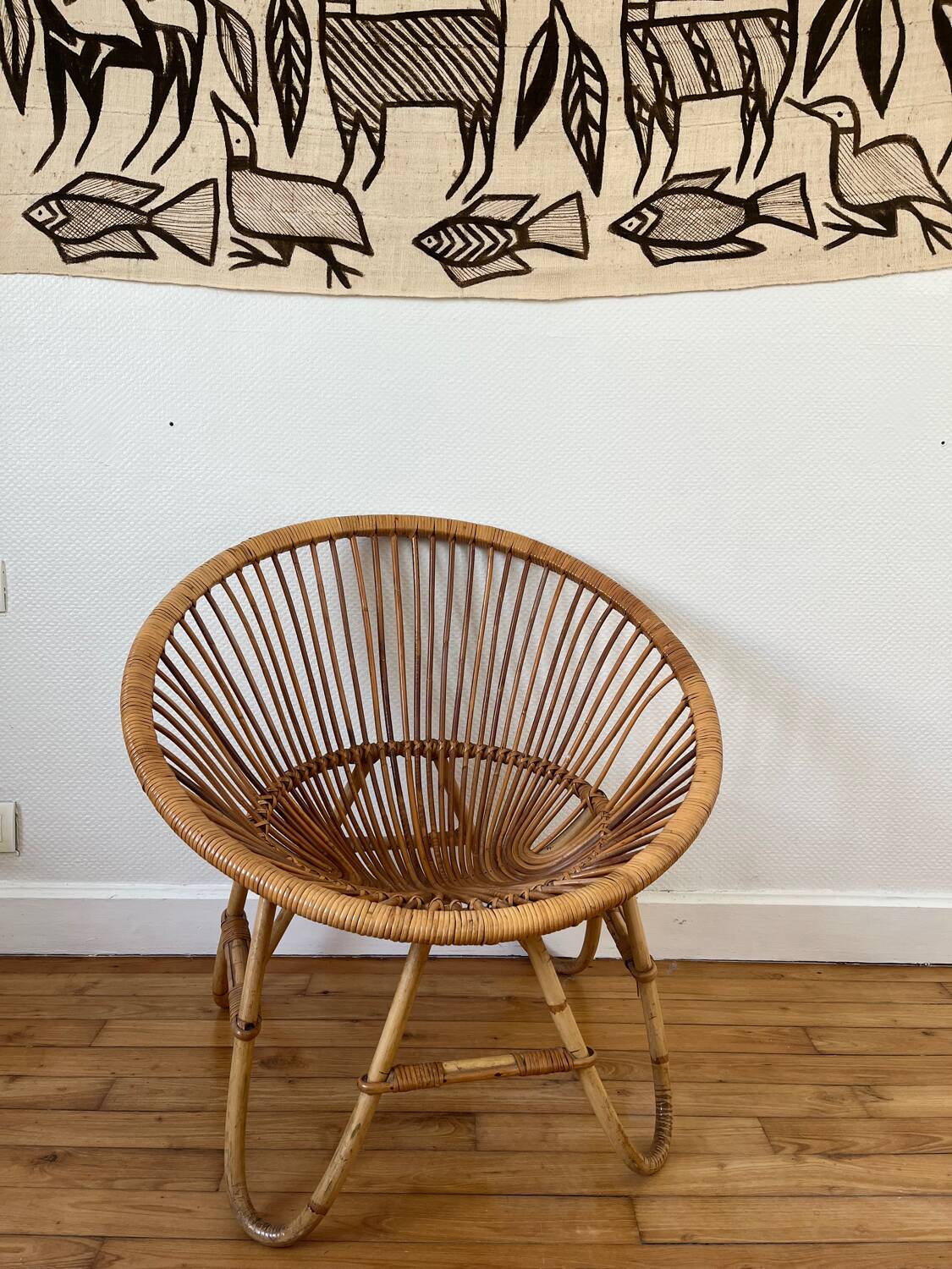 Vintage rattan basket chair