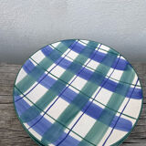 10 blue and green checked ceramic plates