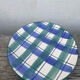 10 blue and green checked ceramic plates