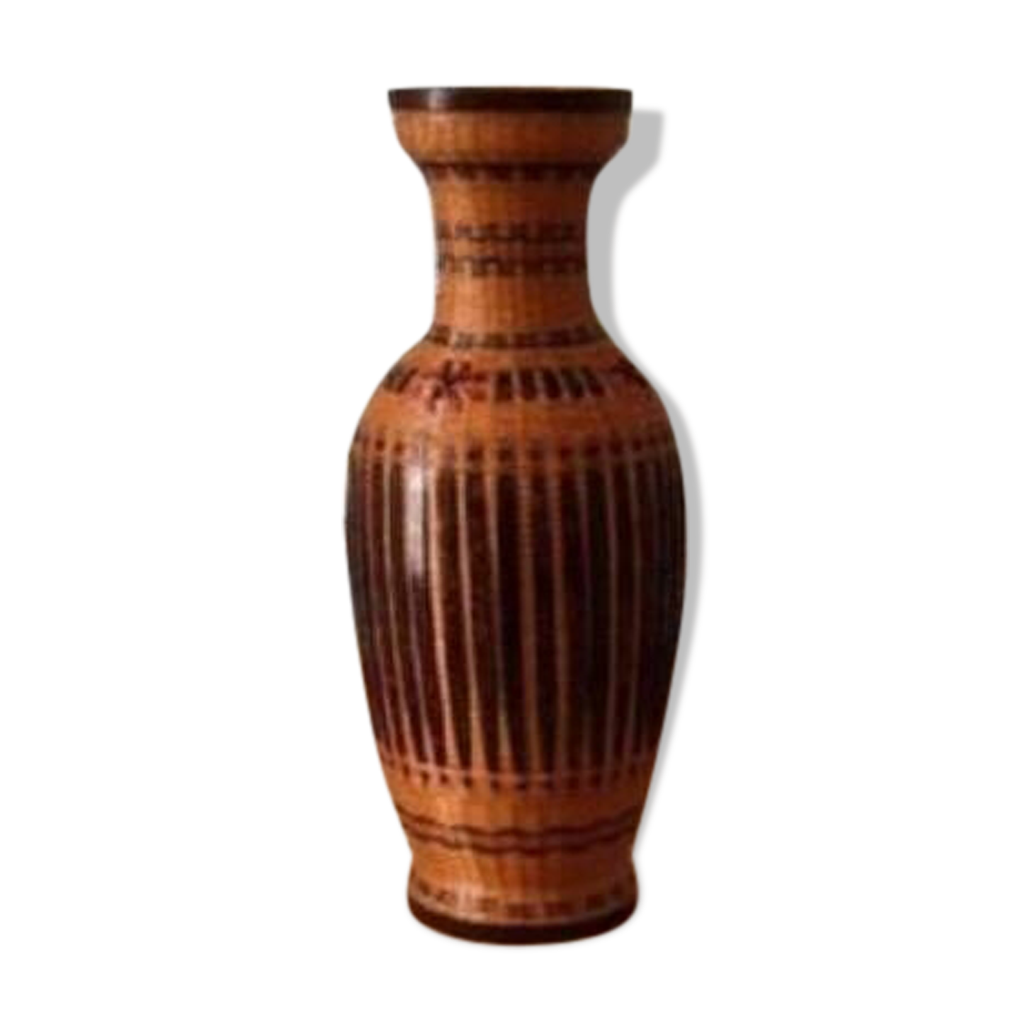 Vintage woven wicker vase 1970