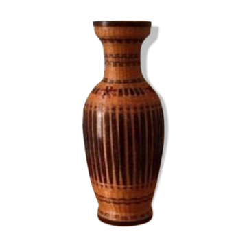 Vintage woven wicker vase 1970