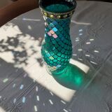 Iridescent faceted vase