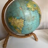Lamp world map glass and rope 1960