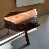 Vintage brutalist coffee table in elm magnifying glass