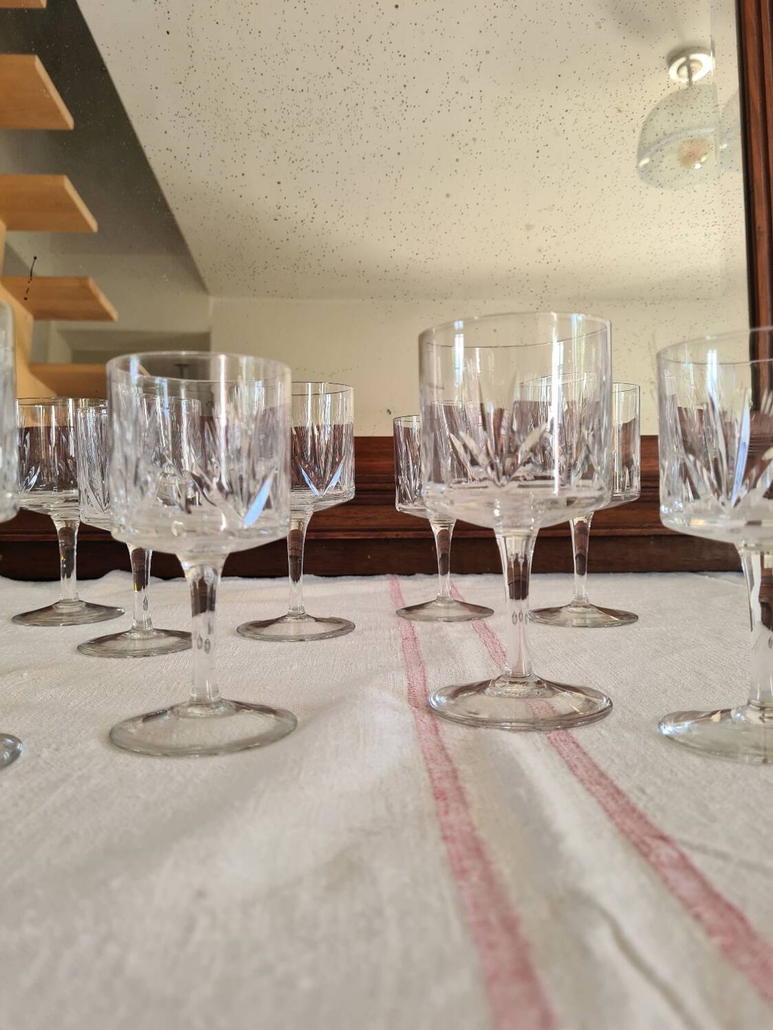 Water and wine glasses from the Royal Manufacture of Bayel