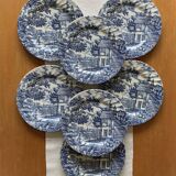 7 assiettes anciennes en faïence de Staffordshire