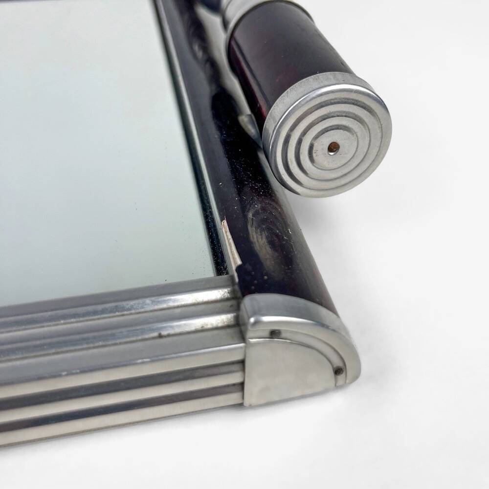 Art Deco metal and wood tray