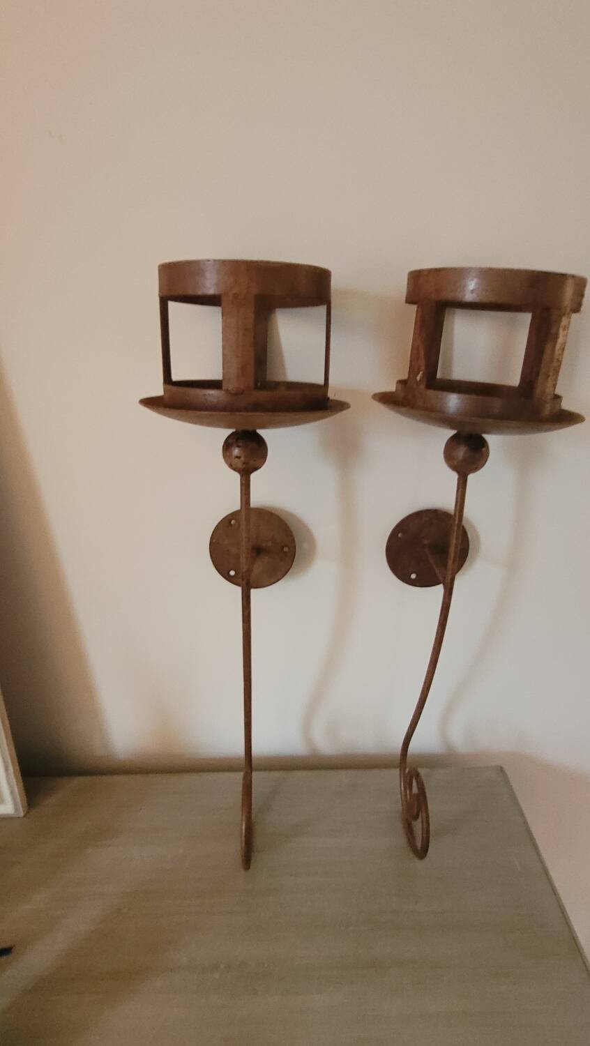 Pair of outdoor candlesticks