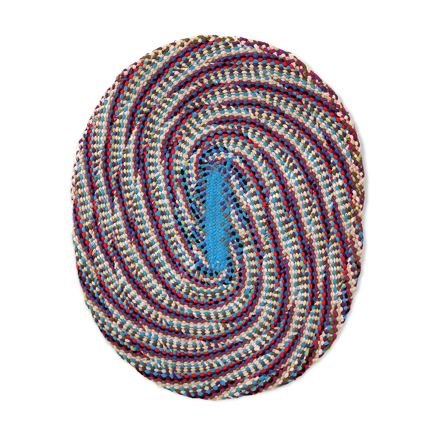 American braided handmade vintage rug 97cm x 125cm 1960, 1C71