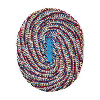 American braided handmade vintage rug 97cm x 125cm 1960, 1C71