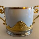 Mustard porcelain and gold metal