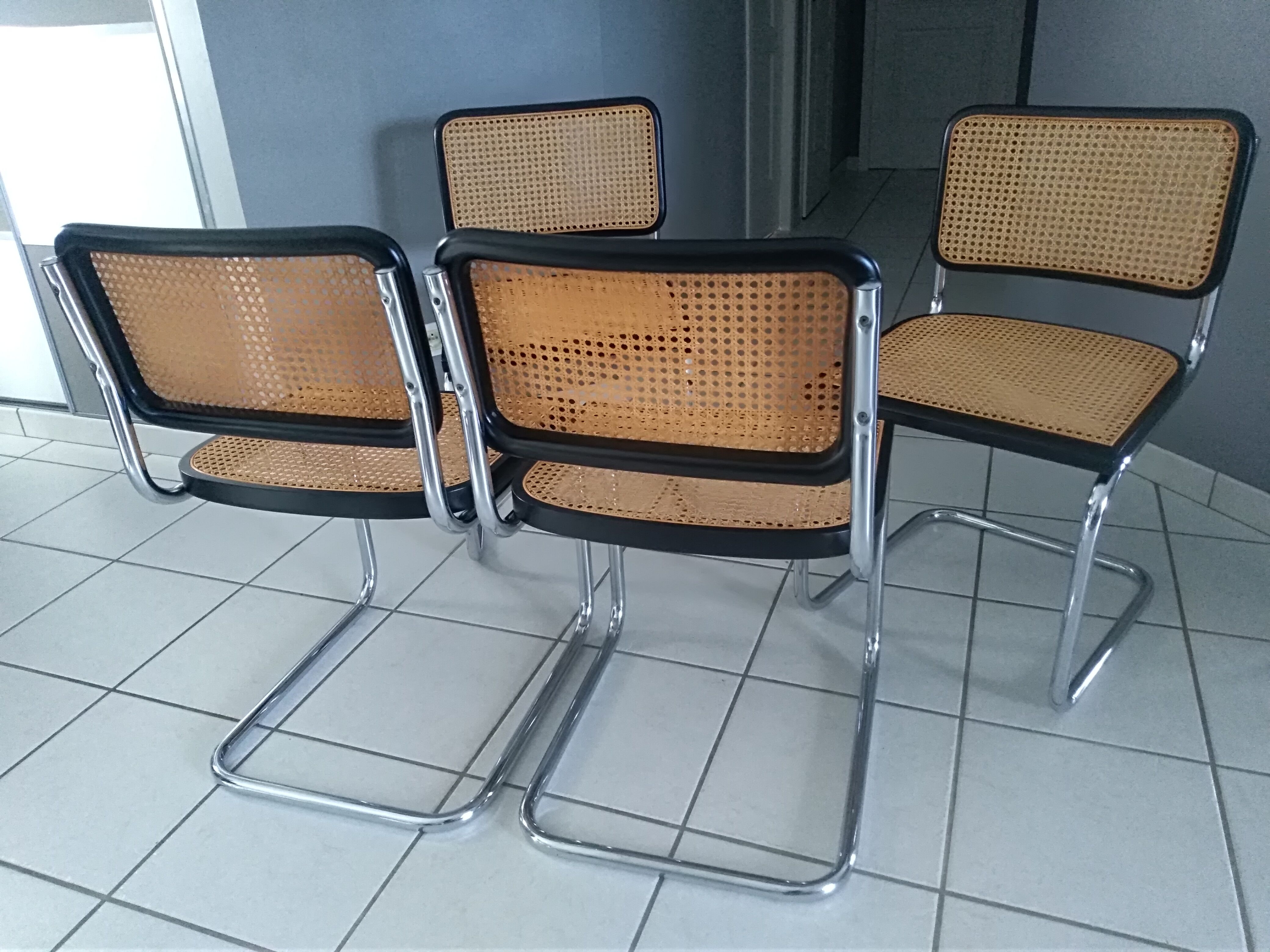 Suite of 4 chairs Cesca B32 by Marcel Breuer vintage year 1992