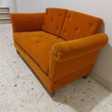Sofa, daybed art deco, orange velvet