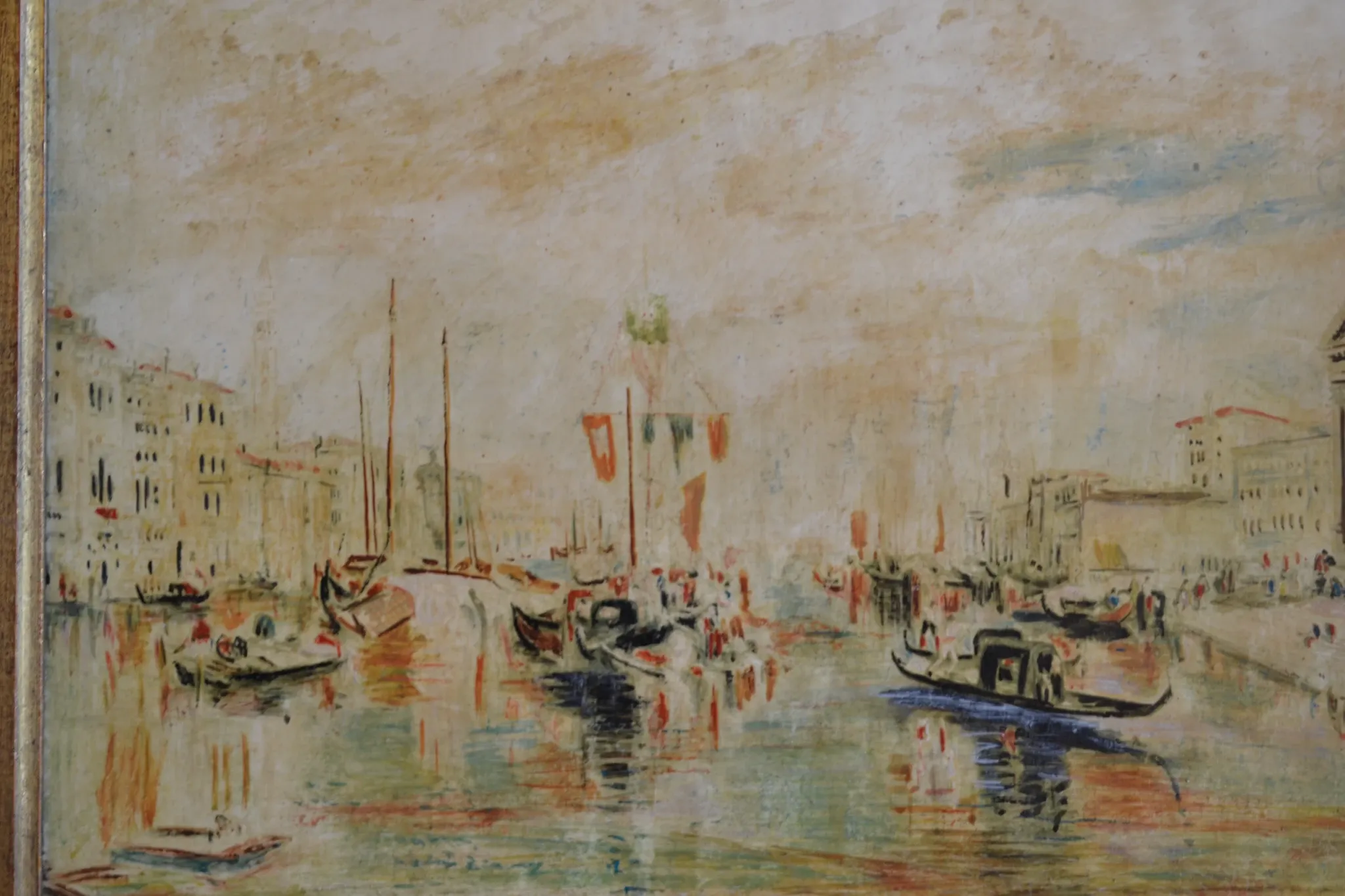 Venice "The Grand Canal" Old painting Oil on canvas