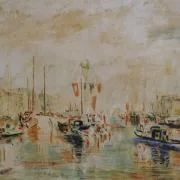 Venice "The Grand Canal" Old painting Oil on canvas