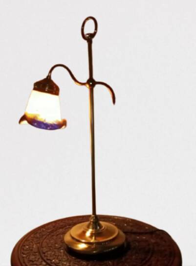 Italian Brass and Glass Table Lamp, Vintage Lighting, Mid Century Modern Decor,