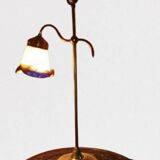 Italian Brass and Glass Table Lamp, Vintage Lighting, Mid Century Modern Decor,