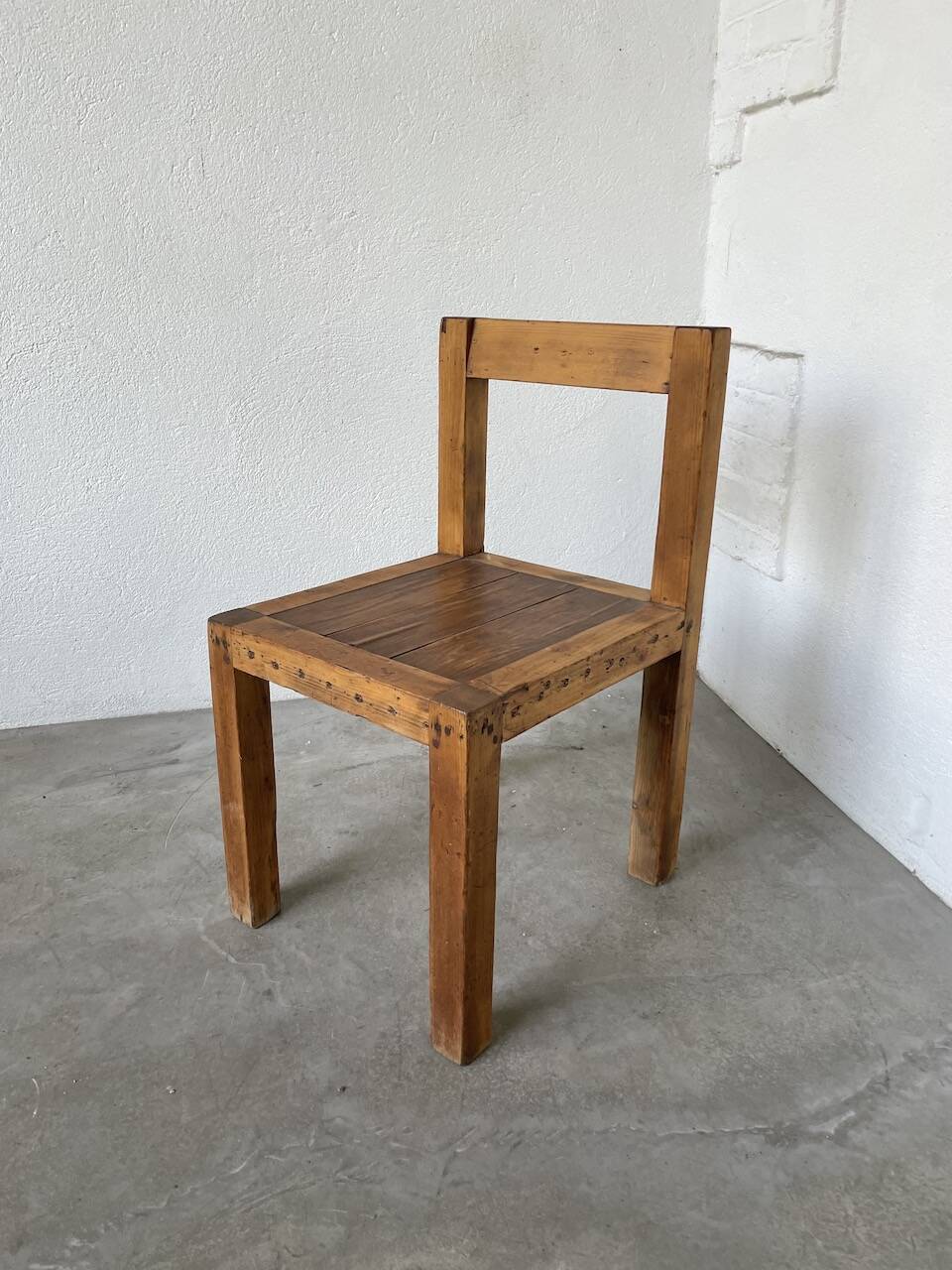 Brutalist pine chair