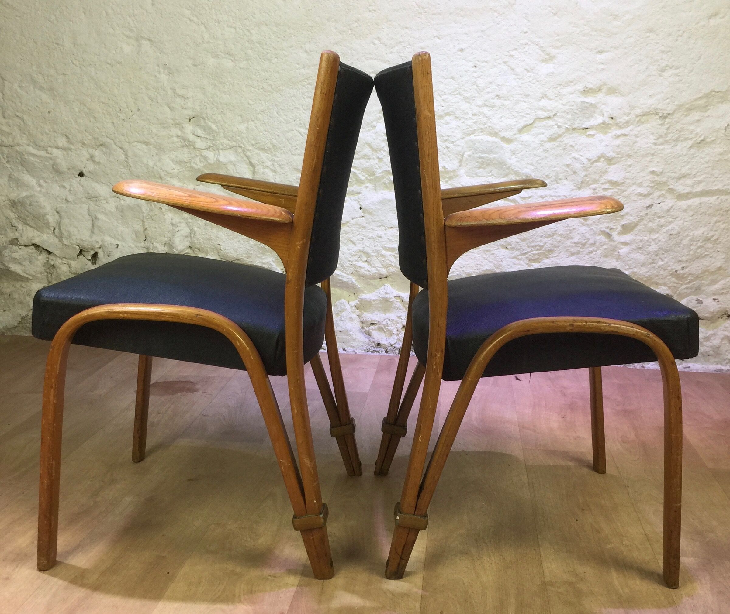 Pair of Bow Wood armchairs 1950s