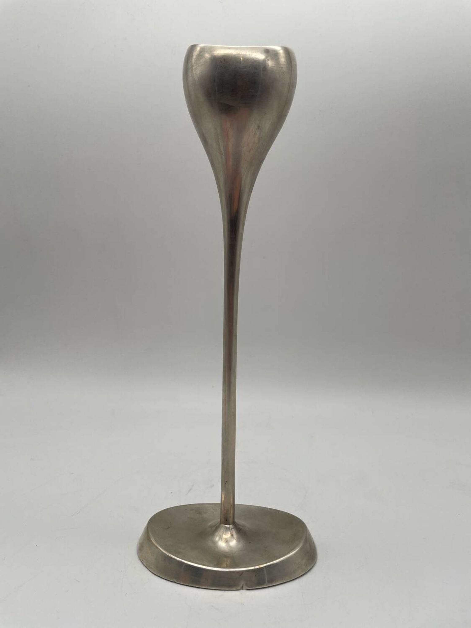 ABSA Danish Modernist Tulip Candle Holder in Silver Metal