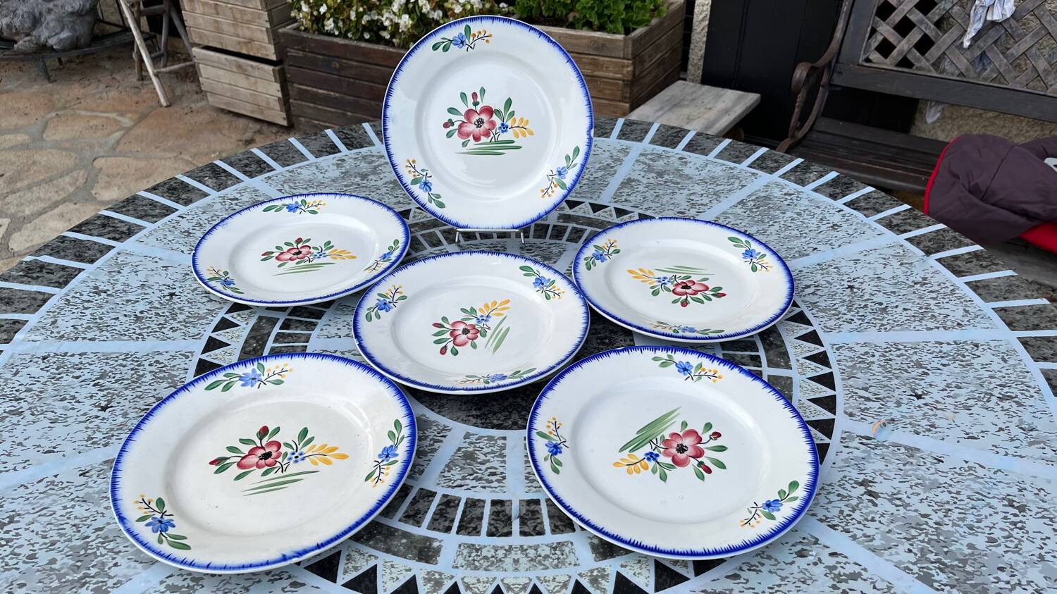 Set of 6 old Digoin flat plates
