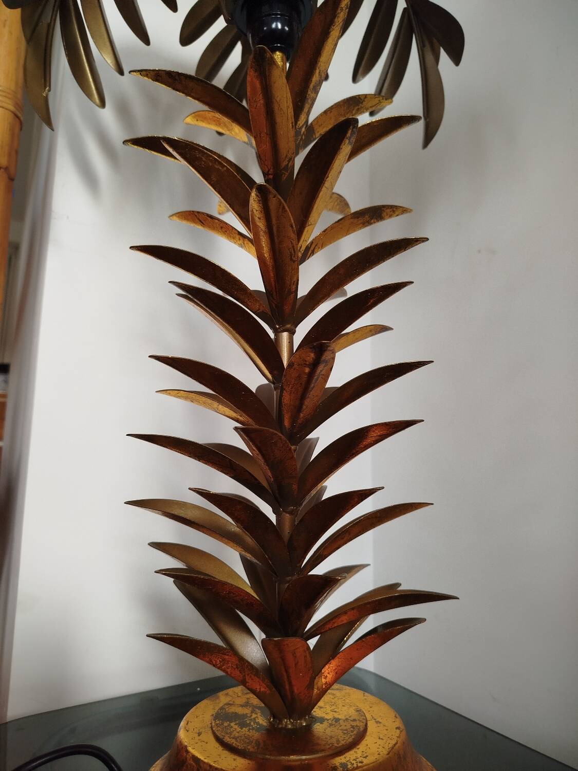 Large Palm Tree Lamp in gilded metal, late twentieth century.