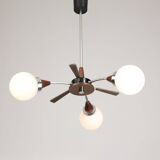 Mid-Century Modern Italian Chrome and Opaline Chandelier