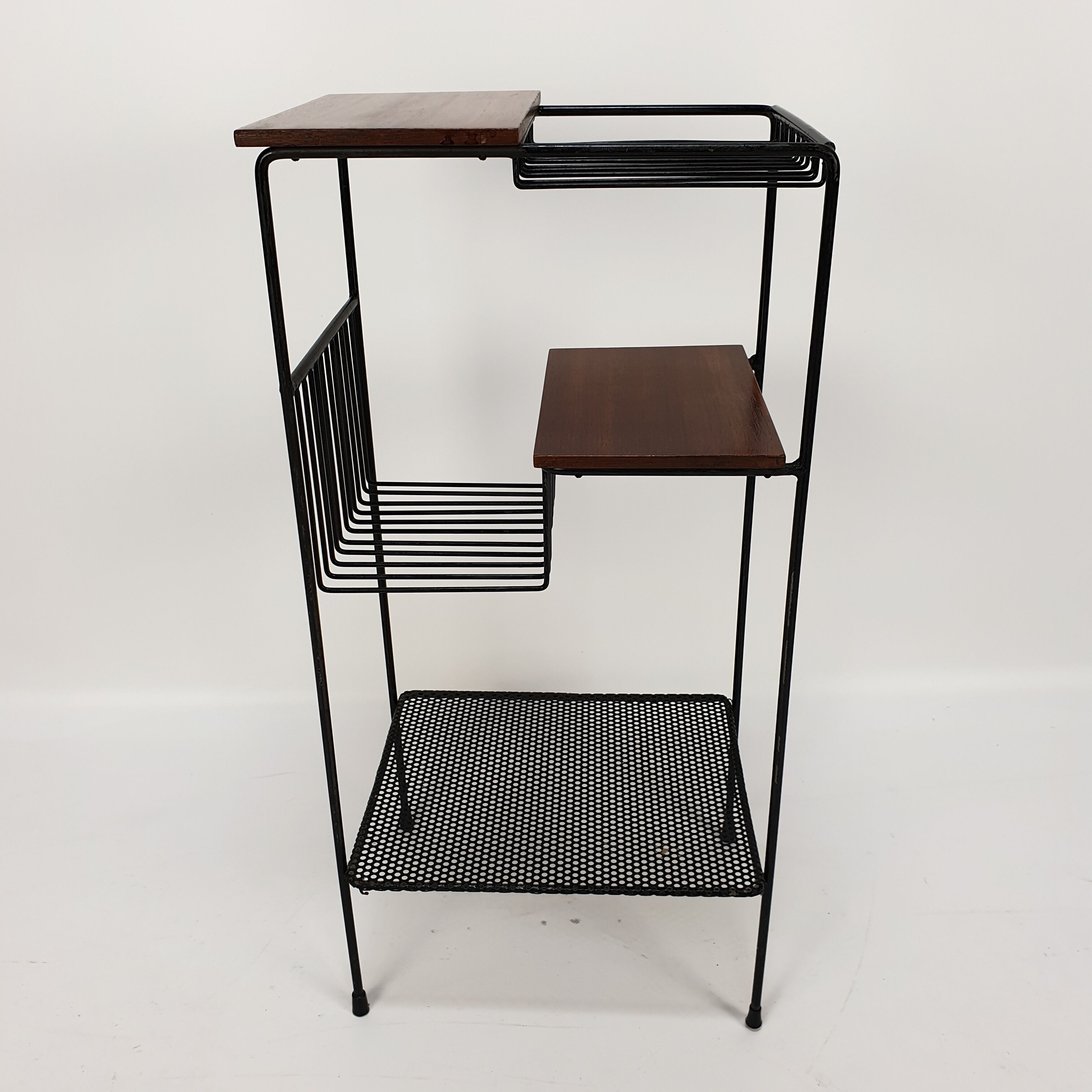 Mid Century Italian Storage Rack with teak and metal, 1950s