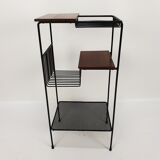 Mid Century Italian Storage Rack with teak and metal, 1950s