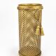 Hollywood Regency umbrella stand in gold metal with cord and tassels, Li Puma Firenze, 1950.