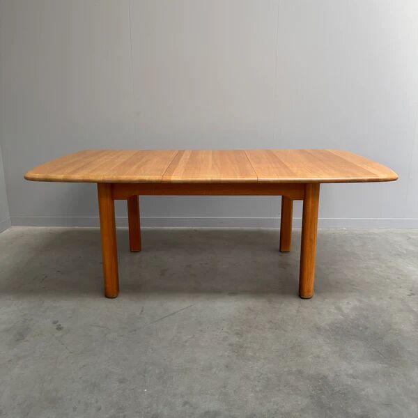 Large solid oak dining table by Wasa, 1990s