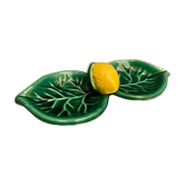 Plat à double compartiment en faïence de Vallauris à décor au citron